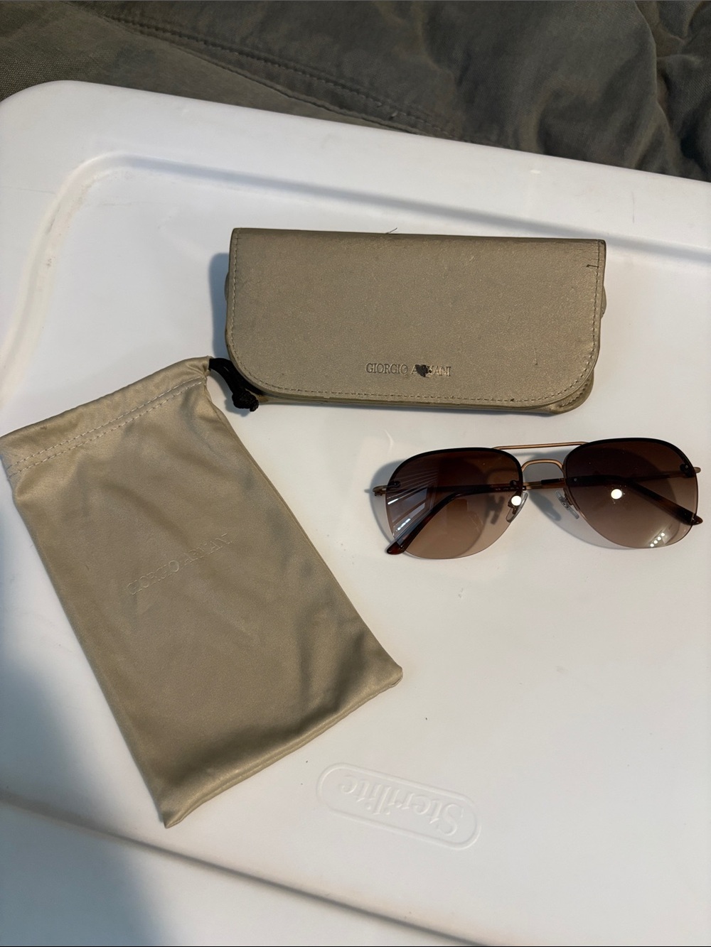 Giorgio Armani Women's Brown Gradient Aviator Sunglasses with Tan Case